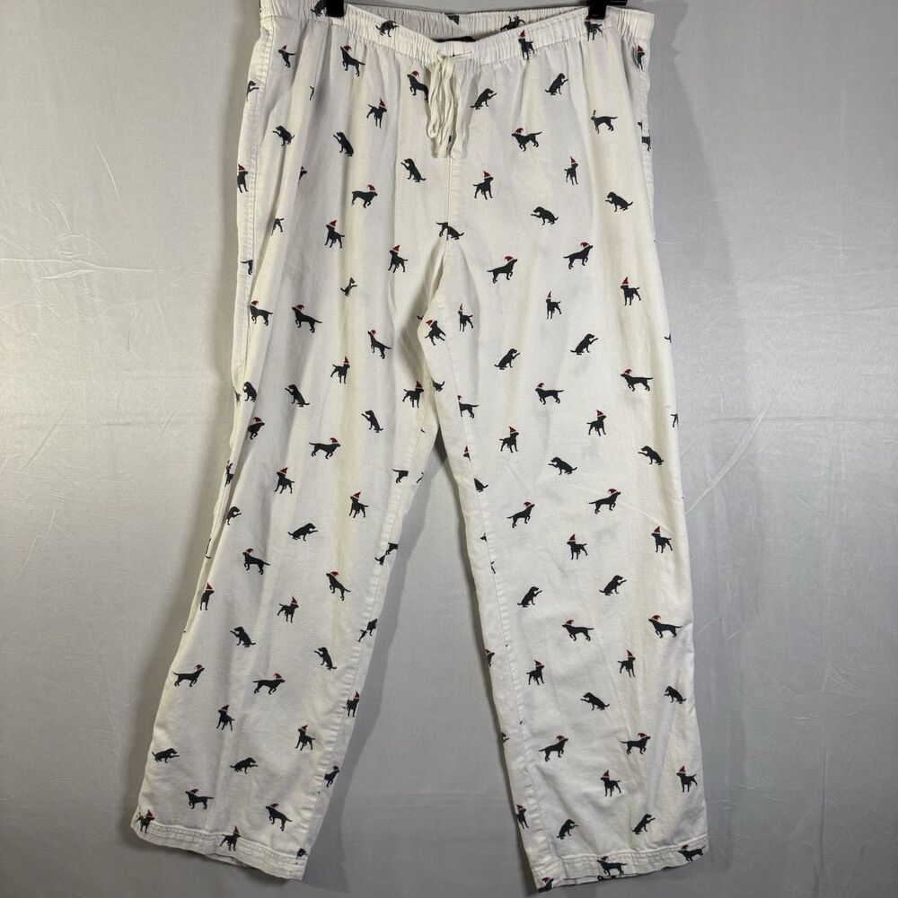 Eddie Bauer Sleepwear Pants Women’s L White Dog Print Holiday Lounge Pajamas